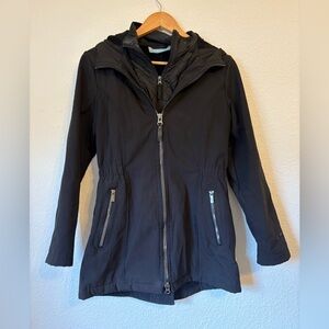 Women’s Black Hooded Jacket with Zipper Details
